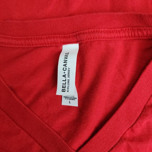 Bella + Canvas Jersey Red V-Neck 'Punch Today In The Face' Tee Women's Size L - Picture 5 of 6